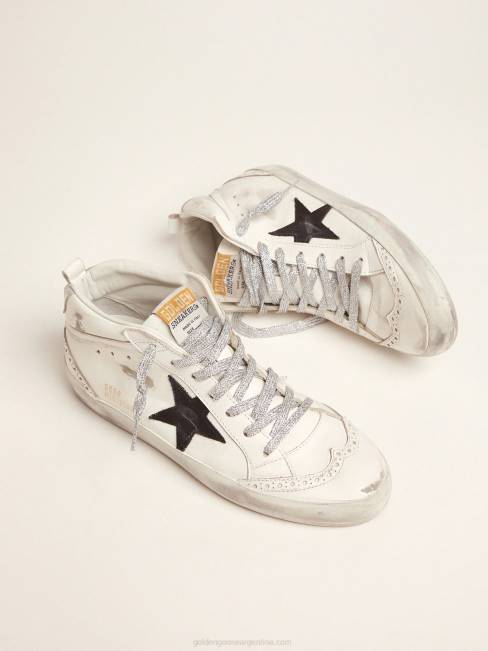 Golden Goose mujer zapatillas deportivas de media estrella con refuerzo laminado en el talón y cordones brillantes 68464