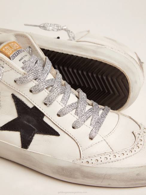 Golden Goose mujer zapatillas deportivas de media estrella con refuerzo laminado en el talón y cordones brillantes 68464
