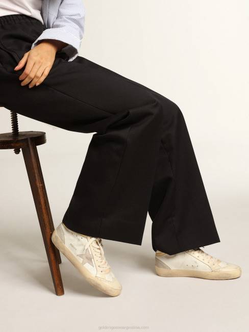 Golden Goose mujer zapatillas mid star con estrella de ante gris claro y destello de piel dorada efecto cromo 6846139