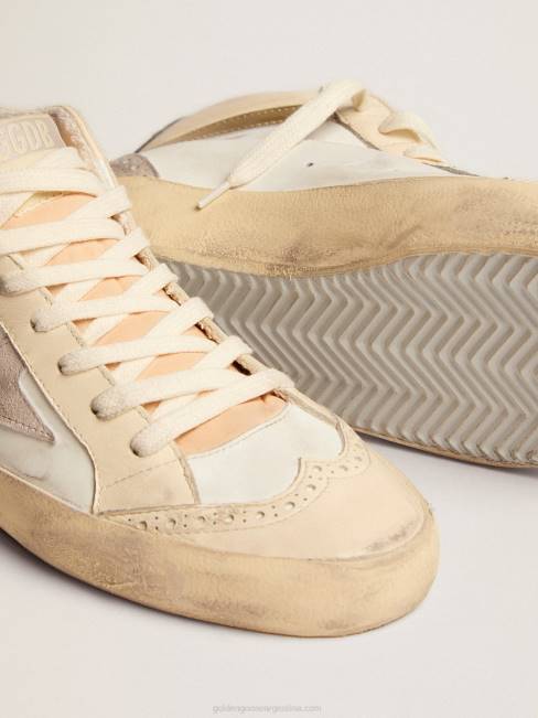Golden Goose mujer zapatillas mid star con estrella de ante gris claro y destello de piel dorada efecto cromo 6846139