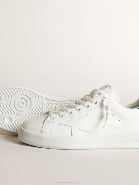 Golden Goose mujer Zapatillas deportivas purestar de piel blanca con estrella tono sobre tono y refuerzo del talón con cristales de swarovski negros 6846204