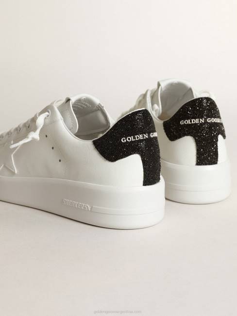 Golden Goose mujer Zapatillas deportivas purestar de piel blanca con estrella tono sobre tono y refuerzo del talón con cristales de swarovski negros 6846204