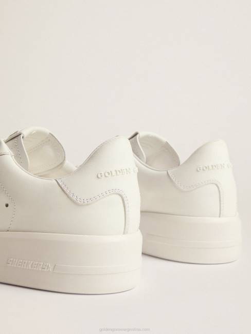 Golden Goose mujer purestar de piel blanca con estrella de cristal de swarovski plateada 684697