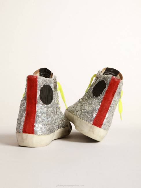 Golden Goose mujer zapatillas francy con lentejuelas plateadas y piel de potro con estampado de leopardo 684632