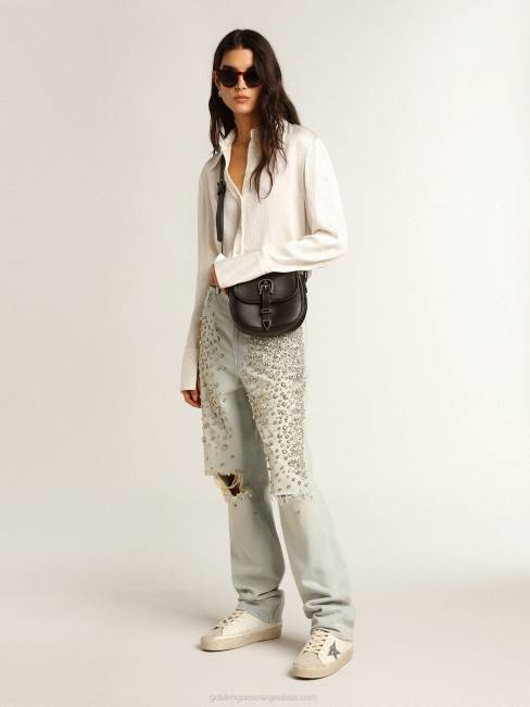 Golden Goose mujer hola estrella con estrella plateada brillante y refuerzo del talón de nubuck gris paloma 6846218