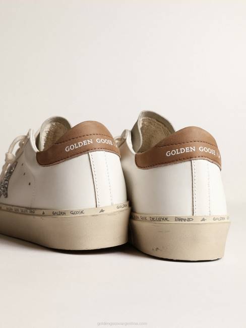 Golden Goose mujer hola estrella con estrella plateada brillante y refuerzo del talón de nubuck gris paloma 6846218