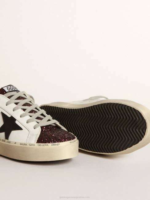 Golden Goose mujer zapatillas hi-star blancas con inserto brillante y estrella negra 684675