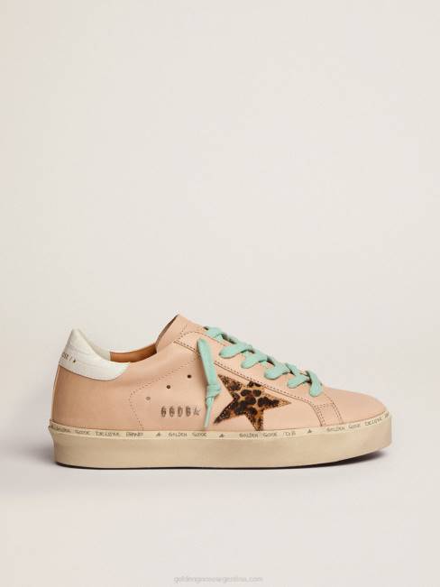 Golden Goose mujer zapatillas hi star con estrella de piel de potro con estampado de leopardo y refuerzo del talón de piel con estampado de cocodrilo blanco 6846118