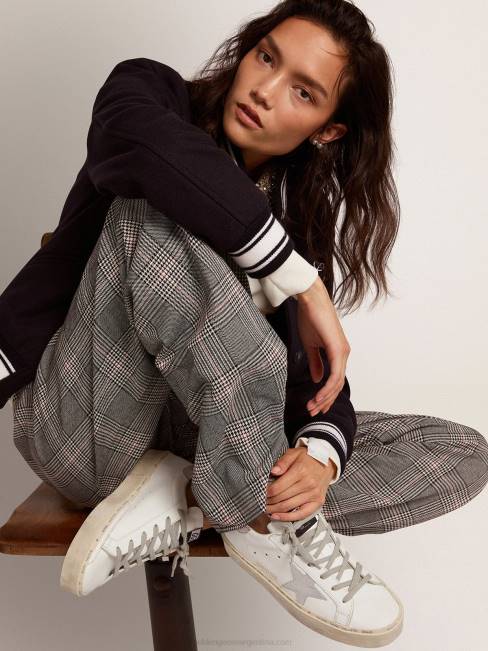 Golden Goose mujer zapatillas hi star con tira plateada en el talón 684693