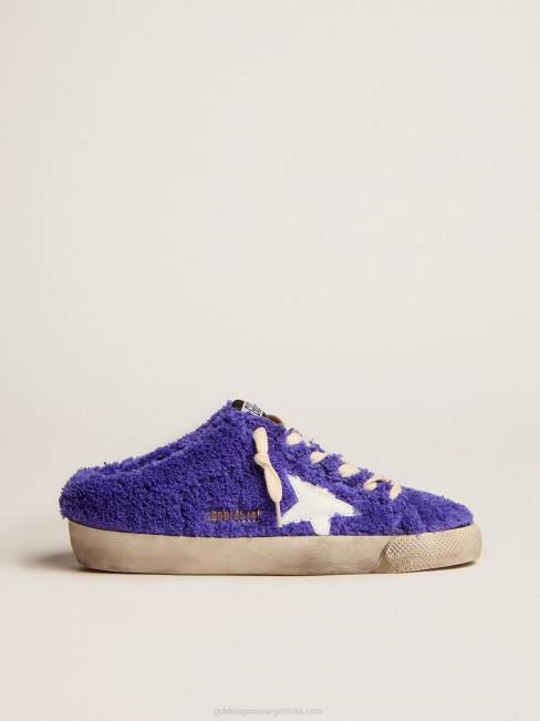 Golden Goose mujer zuecos super-star de rizo azul royal con estrella de piel blanca 6846111