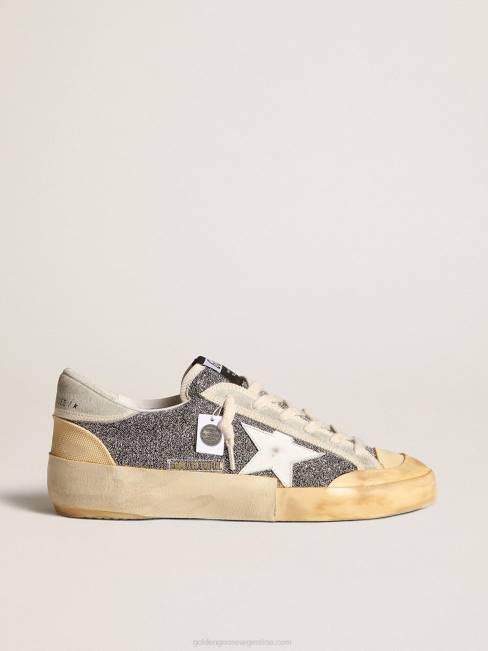 Golden Goose mujer Super-Star Lab con estrella blanca y parte superior con purpurina de Swarovski. 6846140