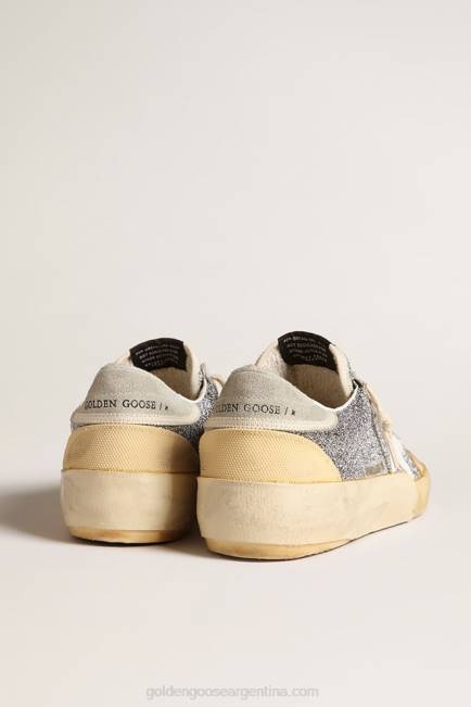 Golden Goose mujer Super-Star Lab con estrella blanca y parte superior con purpurina de Swarovski. 6846140