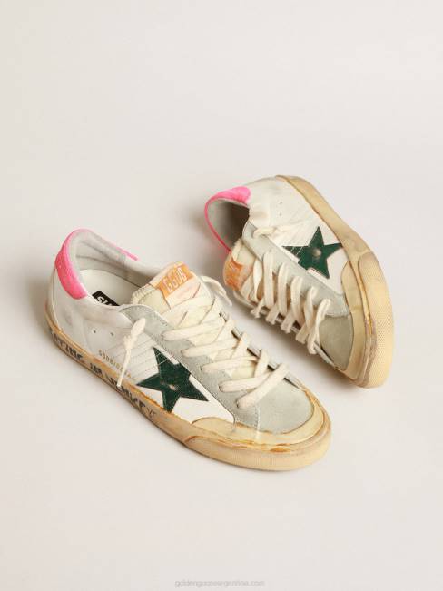Golden Goose mujer Super-star penstar con estrella verde y refuerzo de talón de langosta fluorescente 6846188