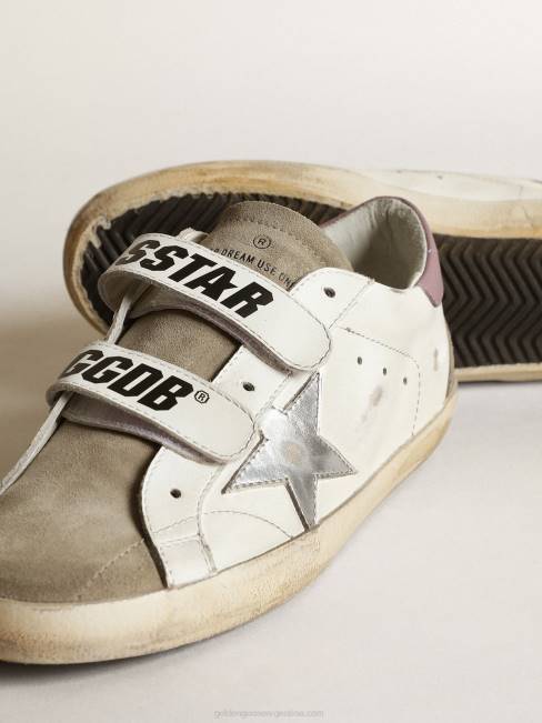 Golden Goose mujer Zapatillas deportivas old school con estrella de piel laminada plateada e inserciones de ante gris tórtola 6846266