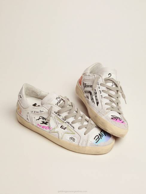 Golden Goose mujer Zapatillas deportivas super-star dream maker en color blanco con construcción invertida y detalles multicolores ocultos 6846127