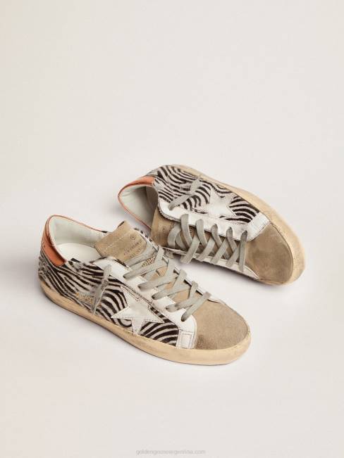 Golden Goose mujer Zapatillas deportivas super-star ltd de piel de potro con estampado de cebra y estrella de piel blanca 6846123