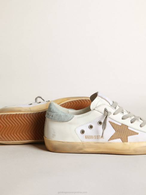 Golden Goose mujer Zapatillas deportivas super-star ltd de piel y lona blancas con estrella de nubuck marrón claro 6846284
