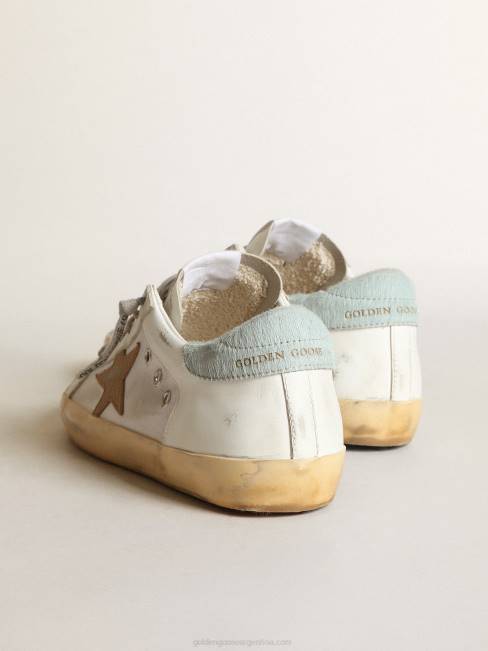 Golden Goose mujer Zapatillas deportivas super-star ltd de piel y lona blancas con estrella de nubuck marrón claro 6846284