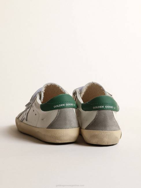 Golden Goose mujer adolescente de la vieja escuela con estrella de cuero metalizado y lengüeta verde en el talón 6846868