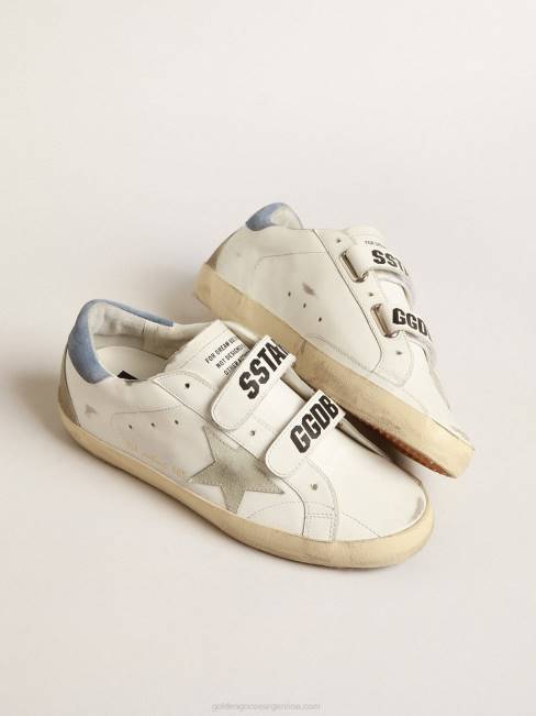 Golden Goose mujer old school con estrella de ante gris hielo y refuerzo del talón azul claro 6846185