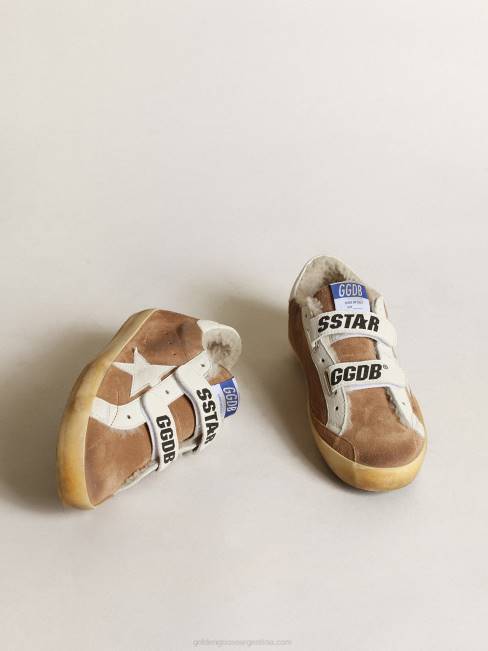 Golden Goose mujer old school de ante color tabaco con estrella blanca y trabilla en el talón 6846226