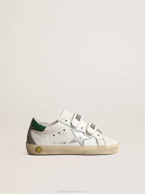 Golden Goose mujer old school young con estrella de piel metalizada y talonera verde 6846873