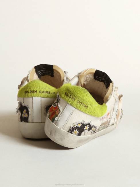Golden Goose mujer super-star lab con estampados multicolores y estrella de cuero blanco 6846170