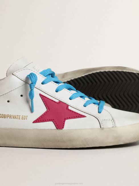Golden Goose mujer super-star ltd con estrella de ante fucsia y refuerzo de camuflaje en el talón 6846239