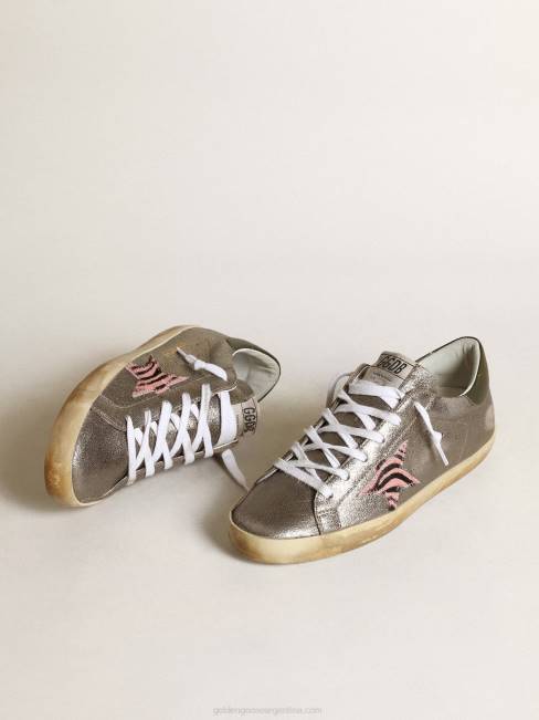 Golden Goose mujer super-star ltd de ante laminado gris con estrella de piel de potro 6846244