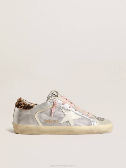 Golden Goose mujer super-star ltd en malla y ante con lengüeta plateada brillante 6846250