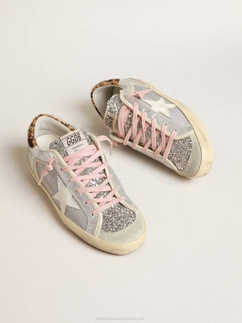 Golden Goose mujer super-star ltd en malla y ante con lengüeta plateada brillante 6846250