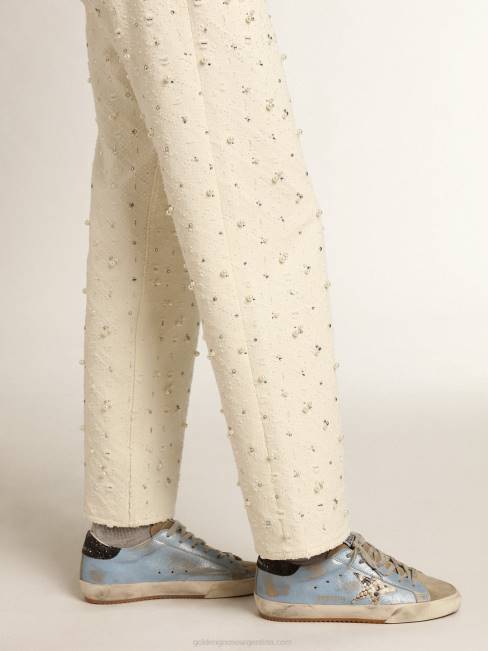 Golden Goose mujer superestrella azul claro con una estrella gris y refuerzo del talón con purpurina 6846230