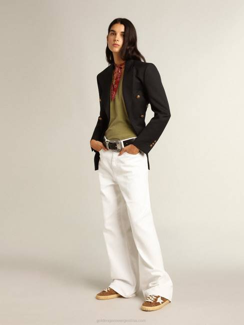 Golden Goose mujer superestrella de ante con estampado de leopardo y estrella de piel color crema 6846248