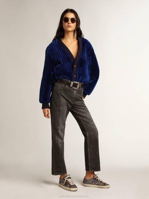 Golden Goose mujer superestrella en purpurina con estrella marrón y tirador lila en el talón 6846240