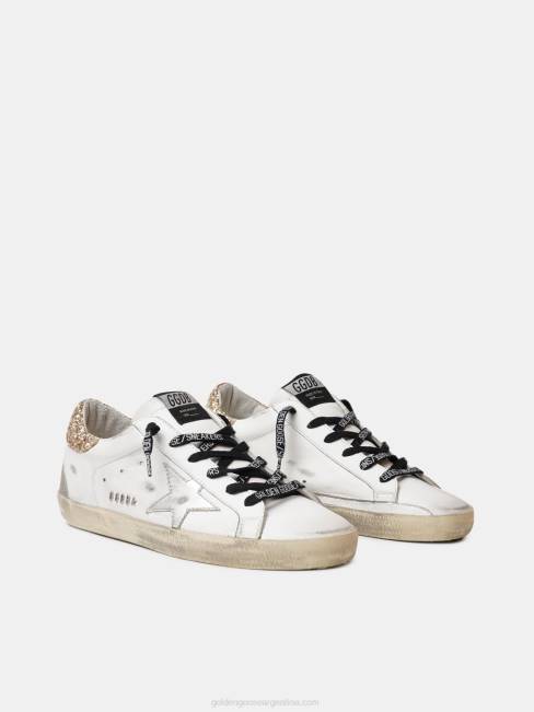 Golden Goose mujer zapatillas deportivas Super-Star de piel blanca con refuerzo brillante en el talón 6846136
