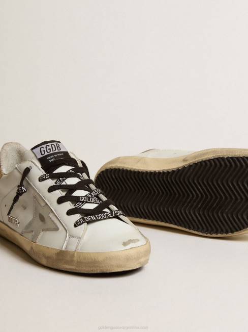 Golden Goose mujer zapatillas deportivas Super-Star de piel blanca con refuerzo brillante en el talón 6846136
