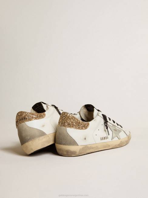 Golden Goose mujer zapatillas deportivas Super-Star de piel blanca con refuerzo brillante en el talón 6846136