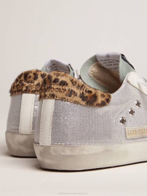 Golden Goose mujer zapatillas deportivas superestrella con lentejuelas y refuerzo del talón con estampado de leopardo 684691