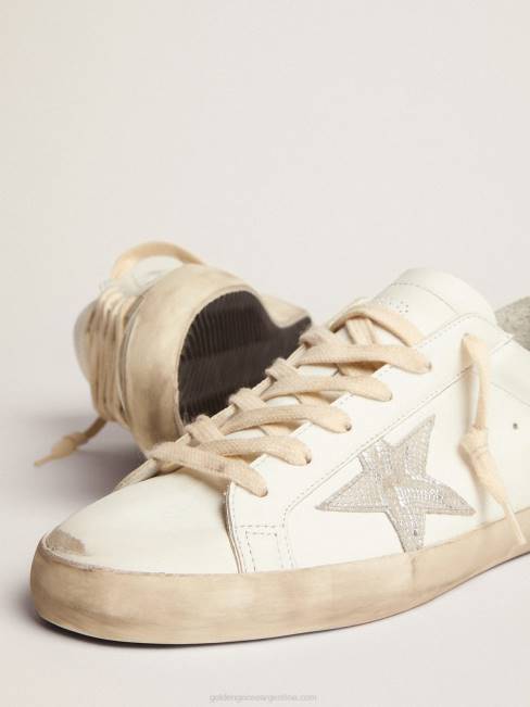 Golden Goose mujer zapatillas super-star con estrella de piel plateada con estampado de serpiente y refuerzo del talón con purpurina dorada 68466