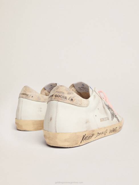 Golden Goose mujer zapatillas super-star con estrella de purpurina plateada y refuerzo del talón de piel con estampado de leopardo 6846273