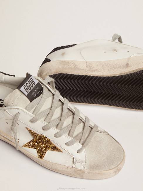 Golden Goose mujer zapatillas super-star con estrella dorada y refuerzo negro brillante en el talón 6846277