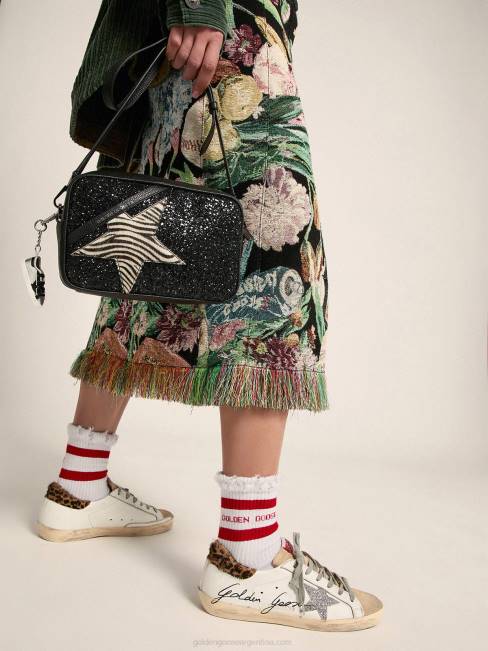 Golden Goose mujer zapatillas super-star con refuerzo en el talón de piel de potro con estampado de leopardo y estrella de swarovski 6846104