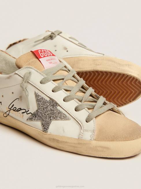 Golden Goose mujer zapatillas super-star con refuerzo en el talón de piel de potro con estampado de leopardo y estrella de swarovski 6846104