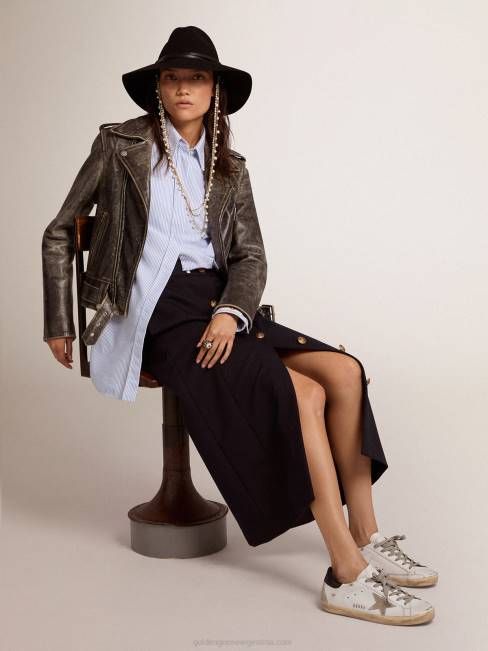 Golden Goose mujer zapatillas super-star con refuerzo negro en el talón y letras con tachuelas de metal 684610