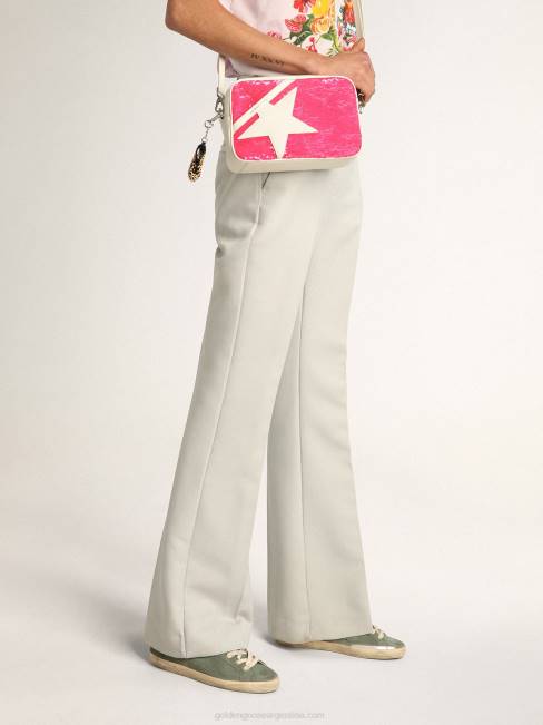 Golden Goose mujer zapatillas super-star de ante verde militar con estrella perforada y refuerzo del talón de piel azul oscuro 684649