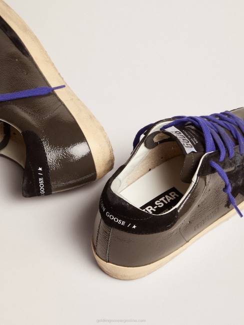 Golden Goose mujer zapatillas super-star de charol gris con inserciones de ante negro 684694