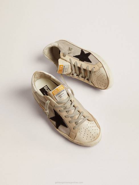 Golden Goose mujer zapatillas super-star de piel con inserción de malla 684670