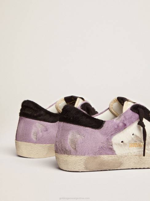 Golden Goose mujer zapatillas super-star de piel de potro blanca y lila con inserciones de piel de potro negra 6846135