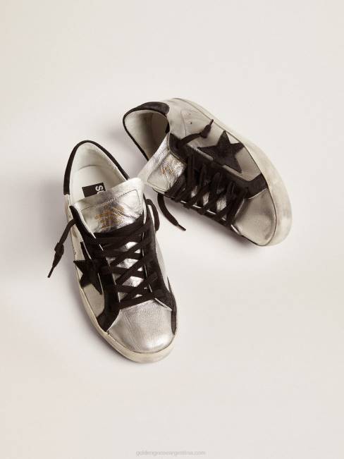 Golden Goose mujer zapatillas super-star de piel plateada 684695