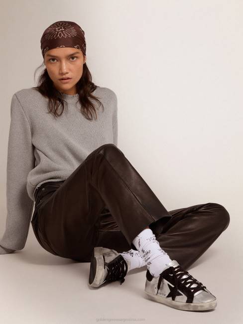 Golden Goose mujer zapatillas super-star de piel plateada 684695